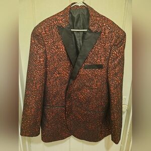 Stylish Black and Red Patterned Men's Blazer